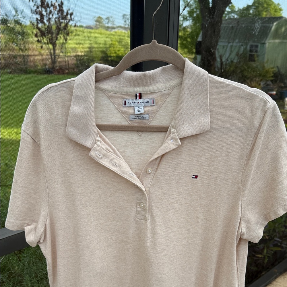Tommy Hilfiger Women's Cream Short-Sleeve Polo Tunic XL/TG